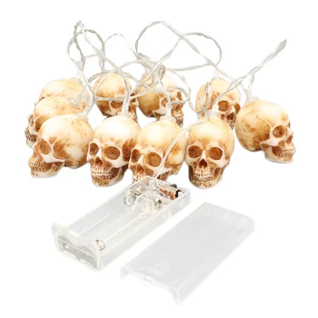 

10 LED Retro Skull Lamp Stringy,Halloween Decoration Scene Props Light String,Halloween Atmosphere LED Night Light