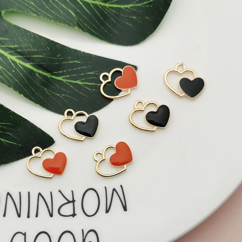 

10pcs/Lot 2020 New Retro Drip Oil Alloy Hollow Heart-shaped Jewelry Accessories for DIY Earring Bracelet Production 16*17mm