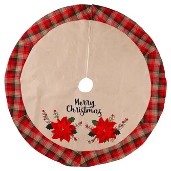 

Chirstmas Flower Pattern Christmas Tree Skirt Christmas Tree Carpet New Year Home Decoration Festive Party Supplies