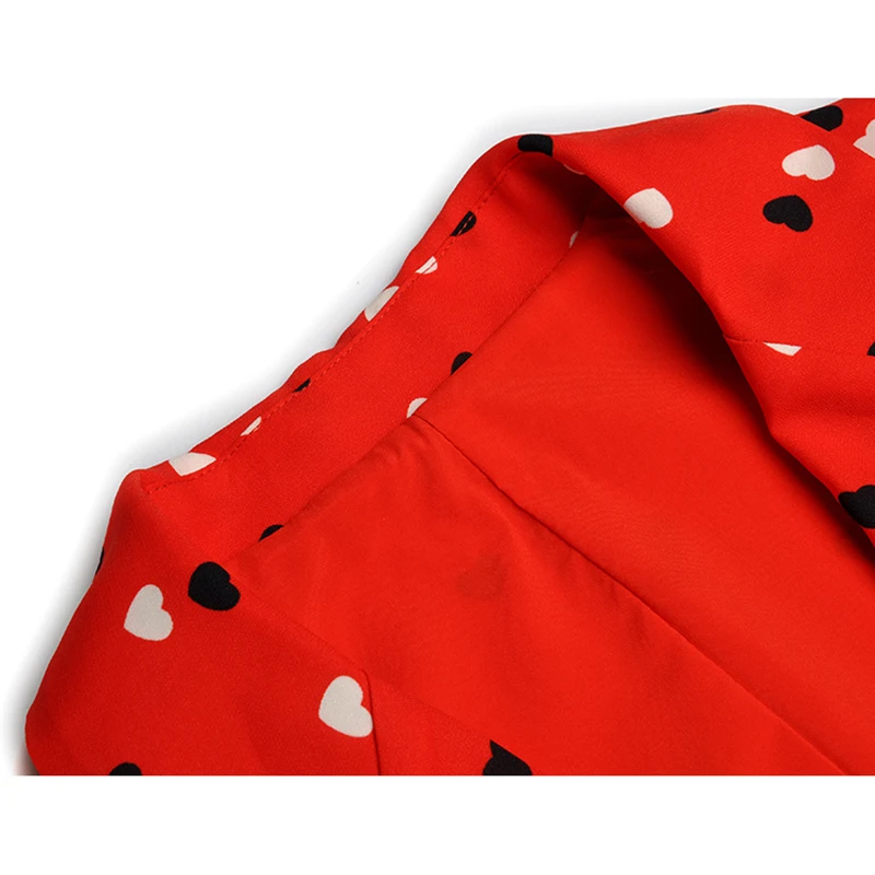 HIGH QUALITY Newest Designer Runway Suit Set Women's 3/4 Sleeve Heart Print Blazer Shorts Suit