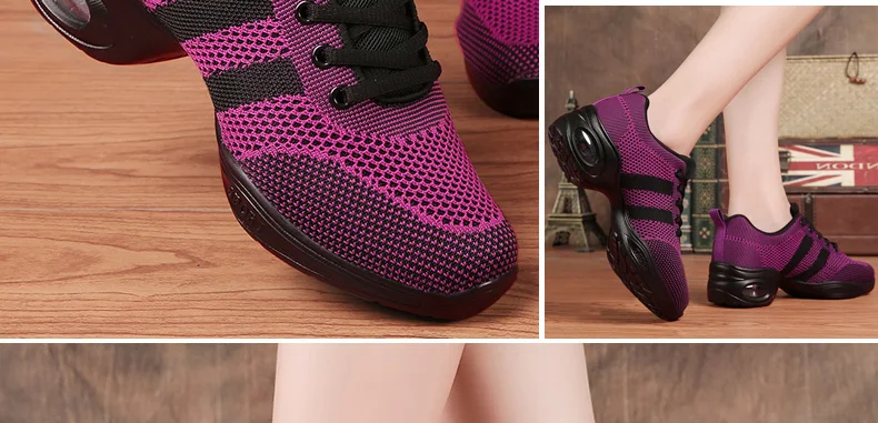 Женские Танцевальные Кроссовки; обувь для джаза; женские кроссовки; коллекция года; спортивная обувь; Zapatos De Baile Bailarinas De Mujer; обувь на высокой платформе; Цвет черный, фиолетовый