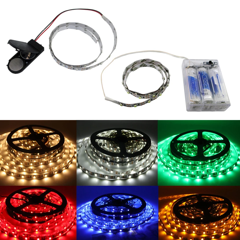 Tira de luces LED 2835 5V 3V CC, cinta alimentada por batería, bricolaje, decoración decorativa para el hogar, impermeable, PCB blanco de 8mm, 5m, 3528|Tiras LED| - AliExpress