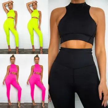 

HOT Seamless 2pcs Set Women Fitness Clothing Sportswear Woman Gym Leggings Padded Push-up Strappy Sports Bra 2 Pcs Sports Suits