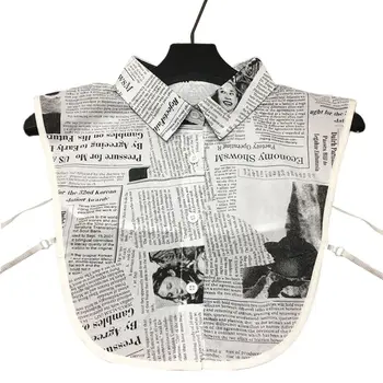 

Womens Newspaper Letters Printed Lapel Half-Shirt Blouse Ladies European Vintage