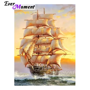 

Ever Moment Diamond Painting Art Kits Sailboat Full Square Resin Drills Crafts Diamond Embroidery Home Wall Decoration 4Y351