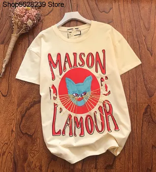 

2020 Early G Home Cat Mi Heavy Industry Sequins Embroidery Short Sleeve Female Loose Trend Joker Lady T Shirt