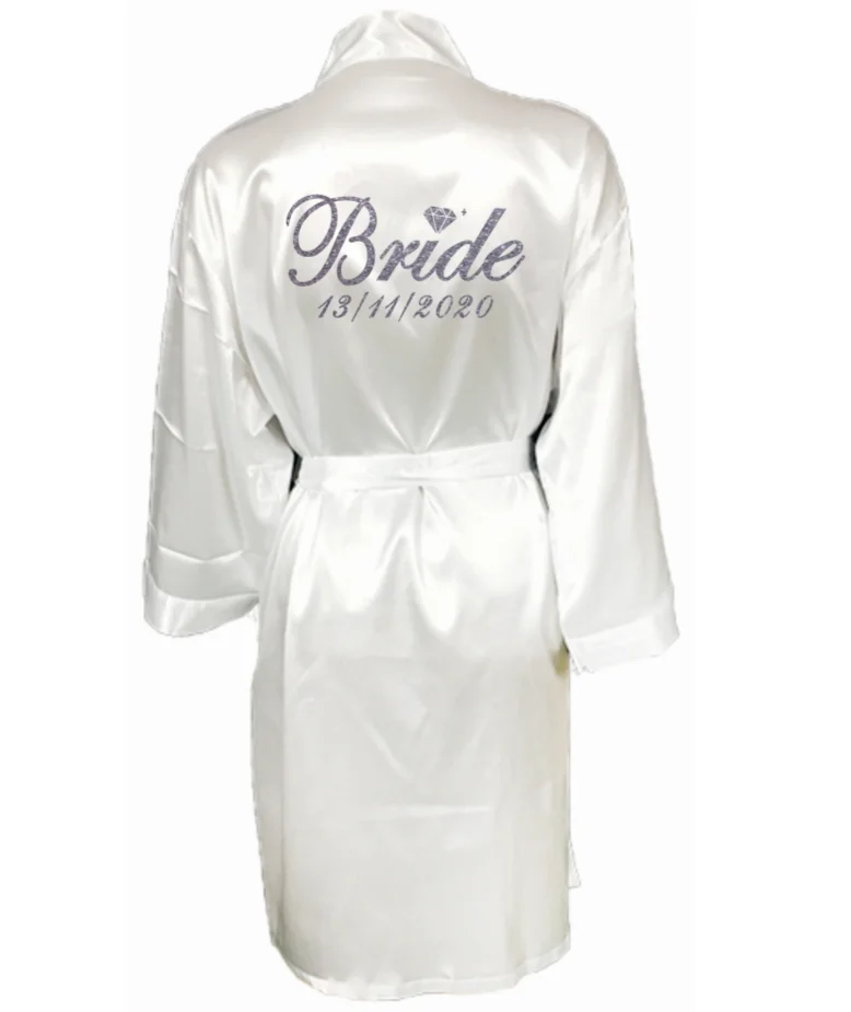 silver robe PARARTDIY комплект из 3 предметов для невесты; атласный короткий халат; тапочки для невесты; пеньюар для невесты; femme; вечерние туфли для невесты; коллекция года; подарки для невесты - Цвет: silver robe