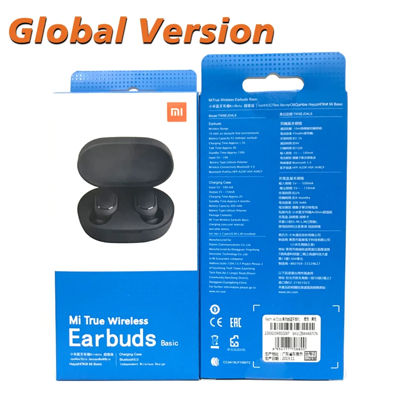 Global Version Xiaomi Redmi Airdots оригинальные TWS Bluetooth 5,0 наушники стерео беспроводные активные шумоподавления с микрофоном свободные наушники - Цвет: Global Version