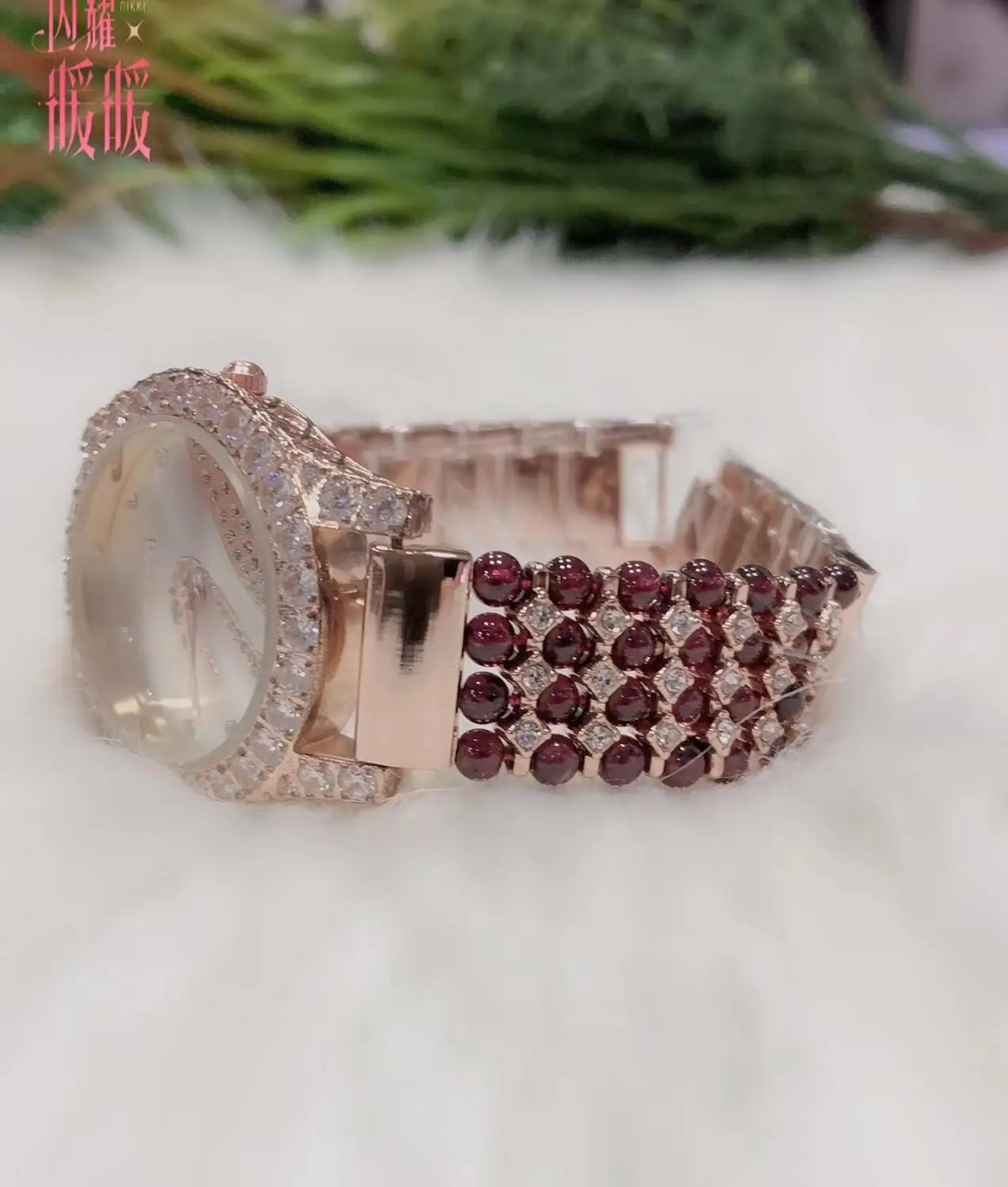 Браслет из натурального гранатового камня/часы DIY ювелирные изделия для женщин водонепроницаемые часы для летнего пляжа