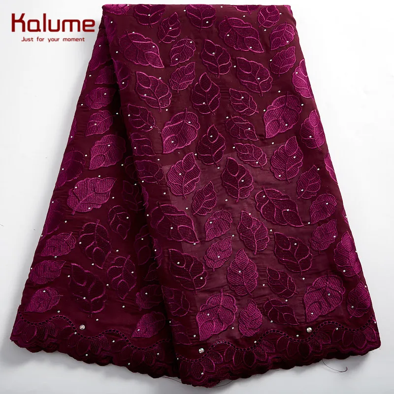 Kalume African Lace Fabric High Quality Swiss Voile In Switzerland Stones Nigerian Laces Fabrics For Party Wedding Dresses H2390 images - 6