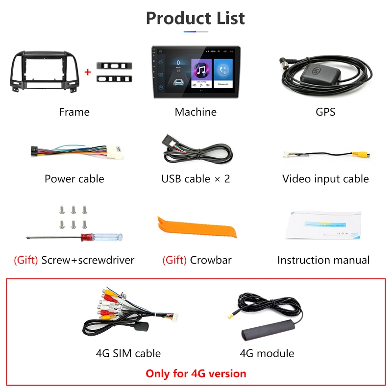 Top Jansite Android car radio for Hyundai Santa Fe 2006 2007 2008 2009 2010 2011 2012 Multimedia player 4G WIFI Mirror link FM AM 5