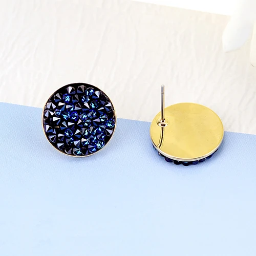 BAFFIN круглые серьги-гвоздики Роскошные Кристаллы от Swarovski проложить серебряный цвет пирсинг для женщин шикарный подарок синий цвет ювелирные изделия - Окраска металла: 18K Gold Plated