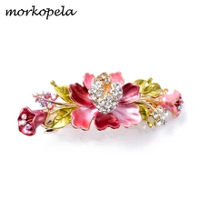 Morkopela эмалированные Цветочные заколки для волос Модные хрустальные женские украшения для волос Стразы заколки для волос аксессуары для банкета