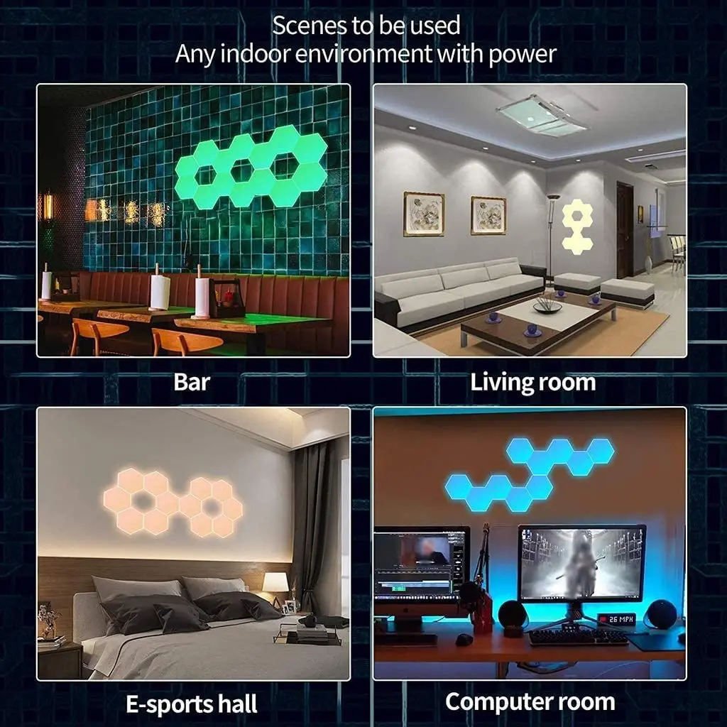 New LED Honeycomb Lights Quantum Hexagonal Light USB Touch /Remote Control 7 Color Discoloration for Bedroom DIY Decor Wall Lamp