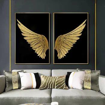

Modern Abstract Dream Wing Canvas Painting Black and Gold Posters and Prints Cuadros Wall Art Picture for Living Room Home Decor