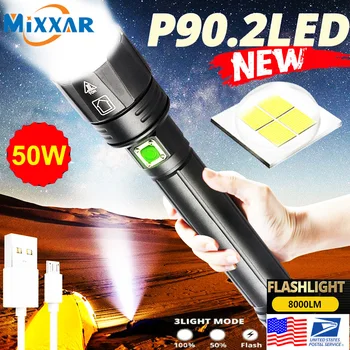 ZK20 2021 NEW YEAR Gift XHP90.2 Ultra Powerful 26650 LED Flashlight XLamp USB Rechargeable XHP70 Tactical Light 18650 Zoom Camp 1