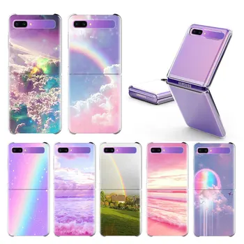 

Rainbow Weather Case For Samsung Galaxy Z Flip Hard Clear Plistic Phone Coque Split Folding Cover Fashion Capas