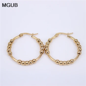 

New design Hoop Earrings For Women Gold Color Stainless Steel Rock Punk Round Circle Hoop Earring Party Gift wholesale LH766