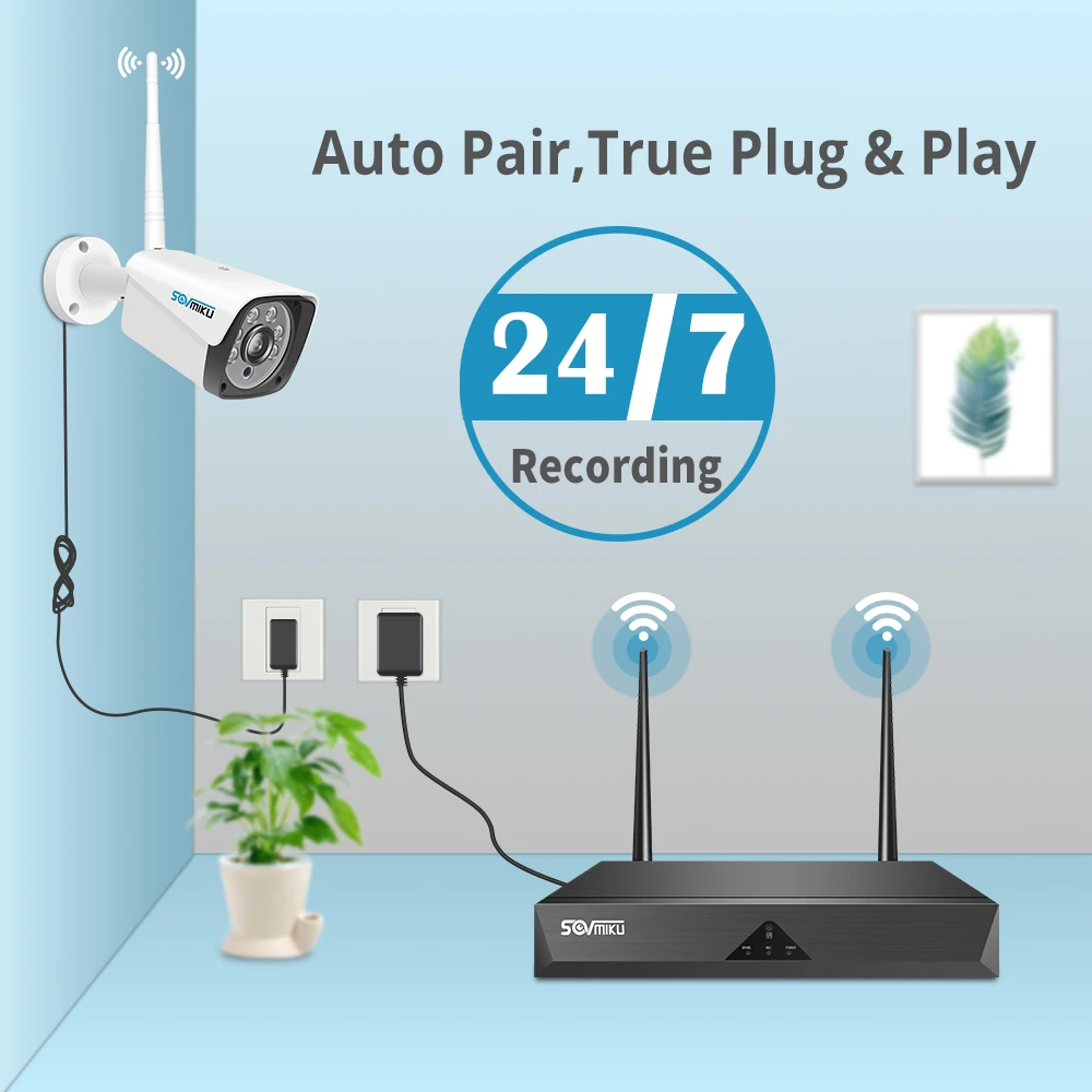 8CH 1080P Wireless CCTV System 4pcs 2MP Outdoor Wifi IP Camera 8CH NVR Recorder Video Security Came