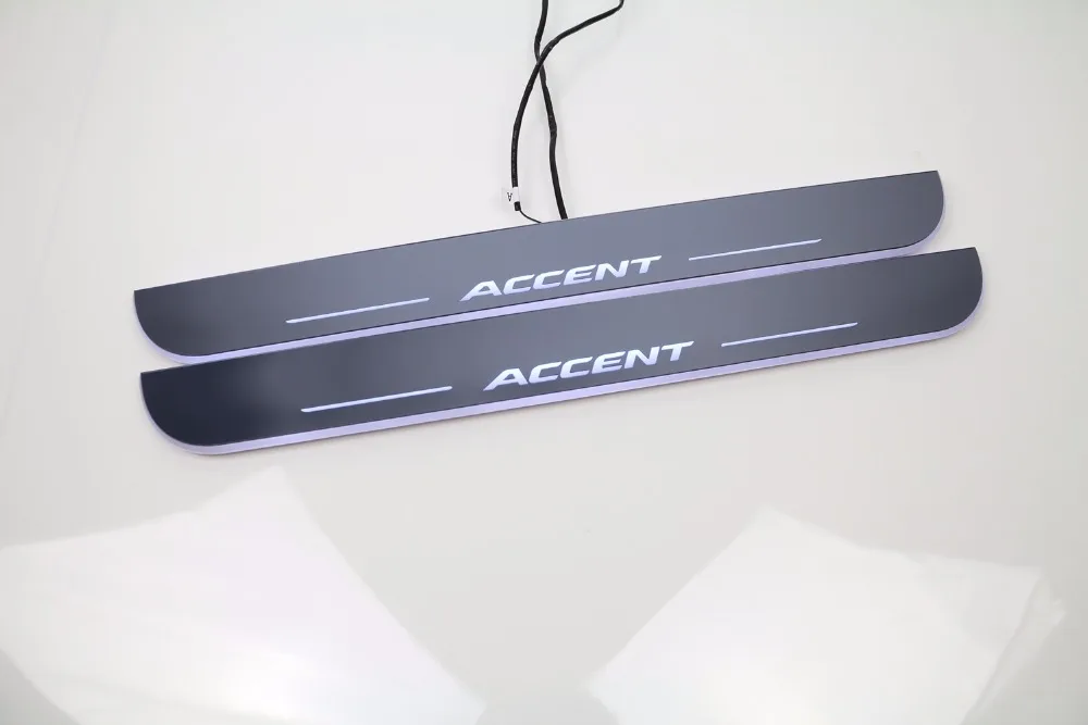Osmrk светодиодный движущаяся дверная Накладка для hyundai accent solaris, накладки на пороги, приветственный светильник, 4 шт