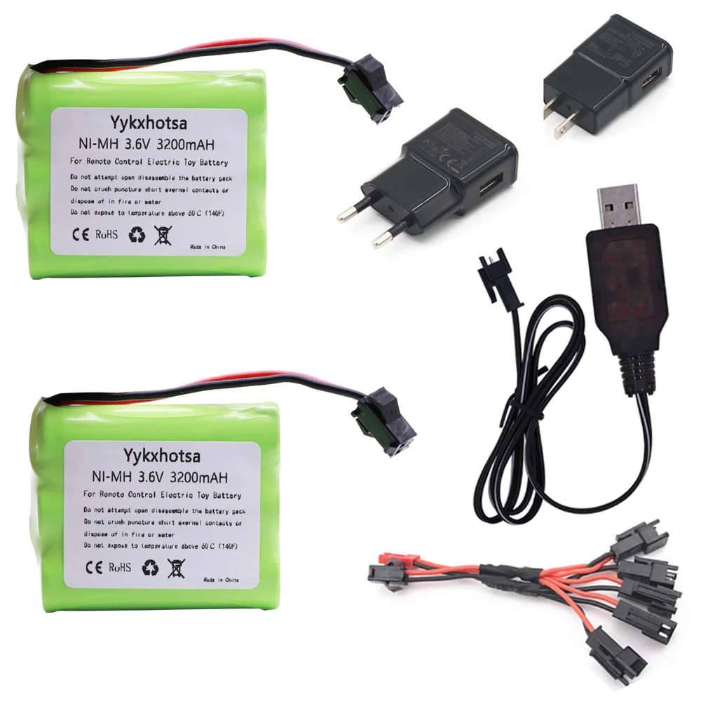 Batteria Ni-Mh 3.6V 3200Mah Batteria Con Il Caricatore Set Per Rc Auto Robot Serbatoi Treno Pistola Barche Aa 3.6V 2400Mah Battery Pack M Modello