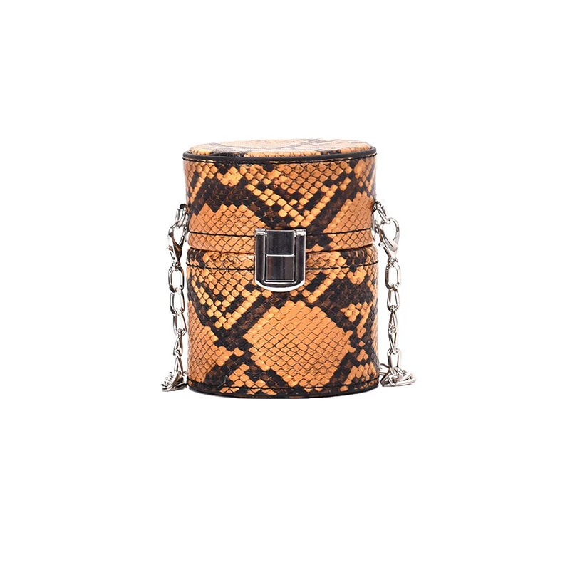 Женская сумка со змеиным принтом, кожаная Роскошная брендовая мини-сумка-мессенджер, Женская мини-косметичка через плечо, сумки - Цвет: Brown