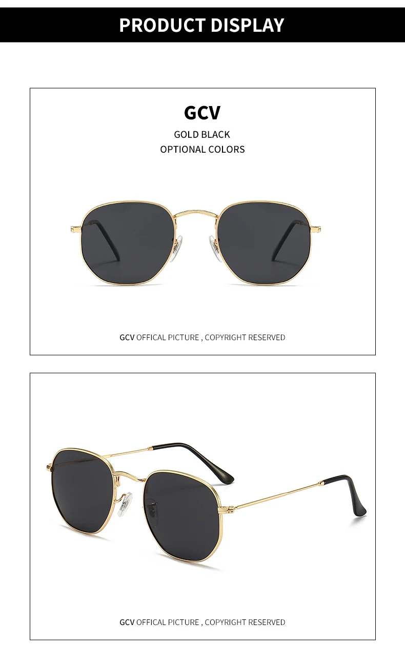 Classic Retro Hexagon Sunglasses Metal Frame Polarised Eyewear_voghion.com
