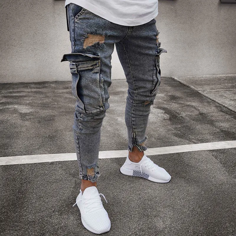 Мужские рваные джинсы до колена на молнии для мужчин Moda Hombre 2020 потертые одежда