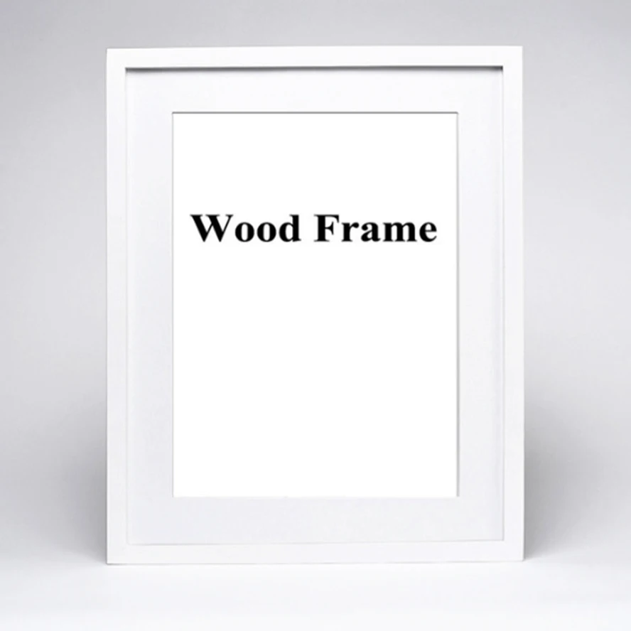 white photo frame Природа твердая простая деревянная рамка для картин А4 А3 черно-белая кофейная деревянная фоторамка для настенных плакатов, рамка для сертификата - Цвет: white photo frame