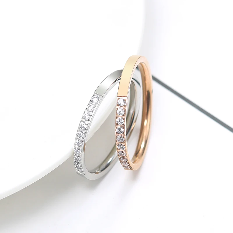 Innopes romantic forever love shiny Rose gold zircon ring silver finger ring for women girl jewelry wedding Engagement Cute gift