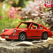 High-tech criador especialista vermelho carro bloco de construção retro modelo de veículo esportivo tijolo diy brinquedo educacional presente de aniversário das crianças