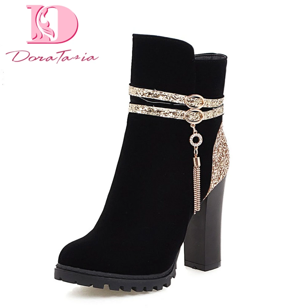 

Doratasia Large Size Top Quality Ankle Boots Woman Shoes Women Sexy High Heels Platform Party Shoes Woman Short Boots 2019
