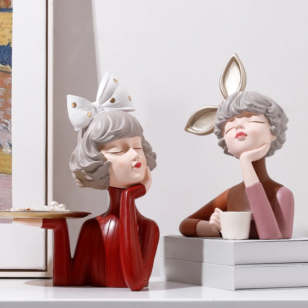 Resin Bubble Girl Figurine Figure Statue Modern Sweet Girl Statue Desktop Ornament Decor table top décor