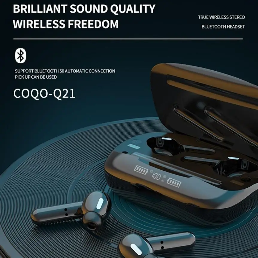 TWS Earphone Bluetooth Wireless Sports Gaming Headphones Mini Hifi Sound Earbud Noise Canceling Headset with Mic for Xiaomi Oppo