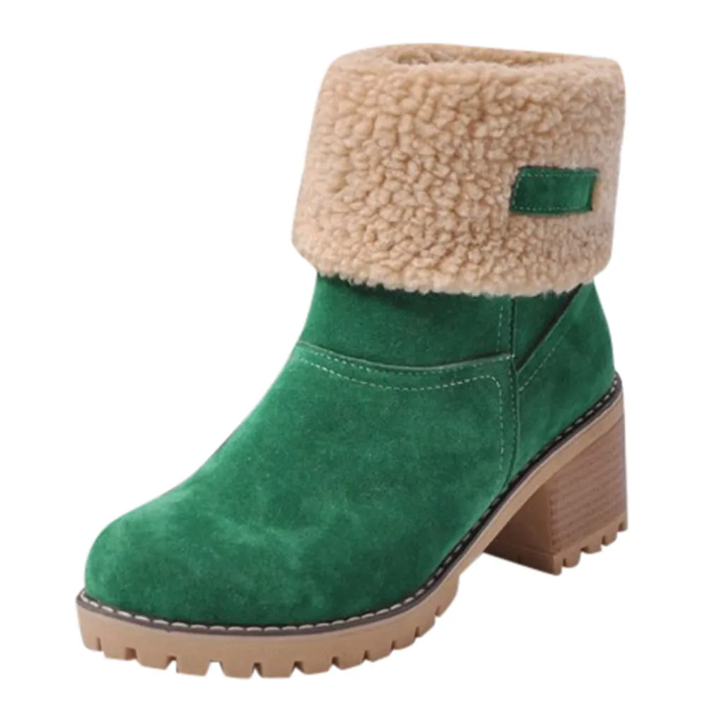 Женские теплые зимние сапоги на меху, женские теплые шерстяные пинетки, удобная женская обувь размера плюс 35-43 - Цвет: Green