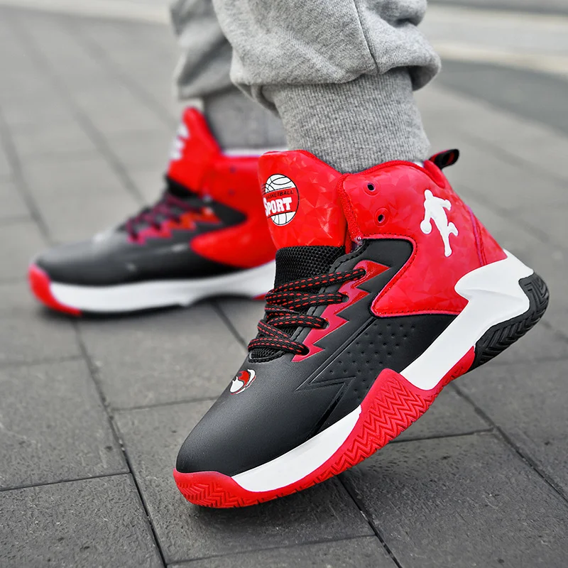 Basketball Shoes Boys Girs Kids Children 2021 Autumn Fashion Casual Sports Cushioning Non-Slip Rubber Leather Sneakers Boots