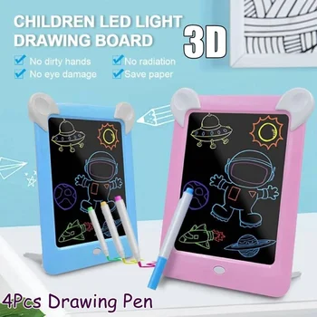 

LED Artboard Interesting Cartoon Blue/Pink Painting Glowing Drawing Board 3d Painting Board Manual Graffiti Write