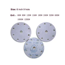 

2-20Pcs 6 Inch 150mm 9 Hole Dry Sanding Paper Disc 60-1200 Grit Self-adhesive Round Sandpaper Flocking PS73