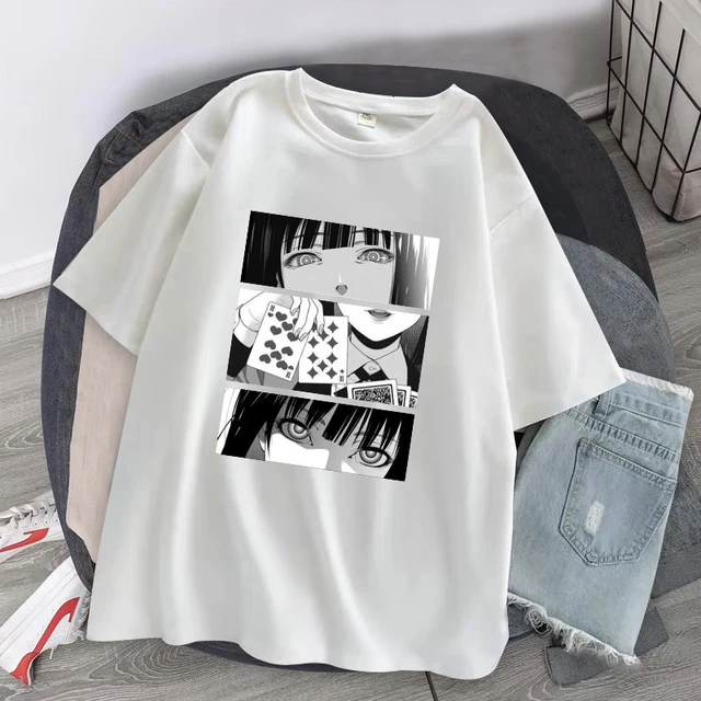 Japanese Anime Kakegurui T Shirts Cosplay Short Sleeves Summer Casual Harajuku Top Tees Japan High Quality T-Shirts Camiseta T334A-white
