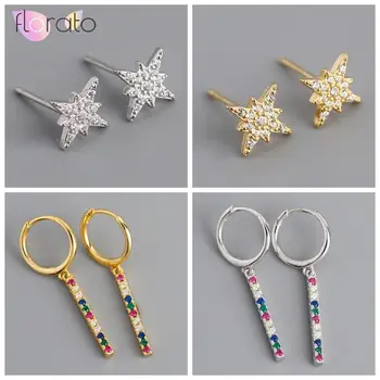 

Minimalist 925 Sterling Silver star/Strip Stud Earrings Delicate Tiny Dot Earrings Cartilage Helix Piercing Chain Earrings A30