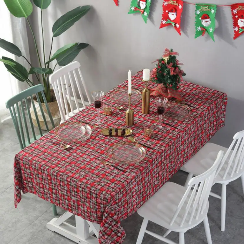 Высокое качество Kerst Tafelkleed Рождество Снежинка печати скатерть с рисунком в клетку красный стол Обложка новогодний домашний декор Tischtuch ZC081