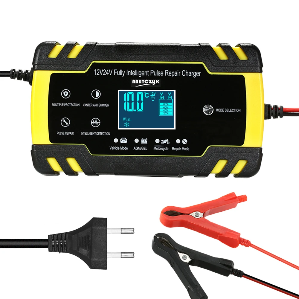 Battery Chargers 12V-24V 8A Digital LCD Display Motorcycle Car Power Charging Repair car battery accessories