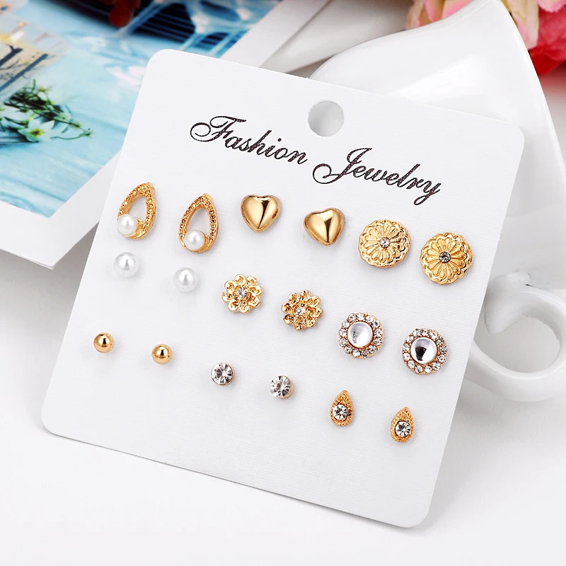 Комплект женских серег и колец Hesiod комплект из 9 круглых в форме сердца цветка с