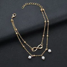 В европейском и американском стиле-Стиль Лидер продаж жемчуг с цифрой «8» и надписью, анклет(браслет на ногу аксессуары ручной работы из бисера браслет двойной Слои Браслеты Универсальный печенья банка с крышкой