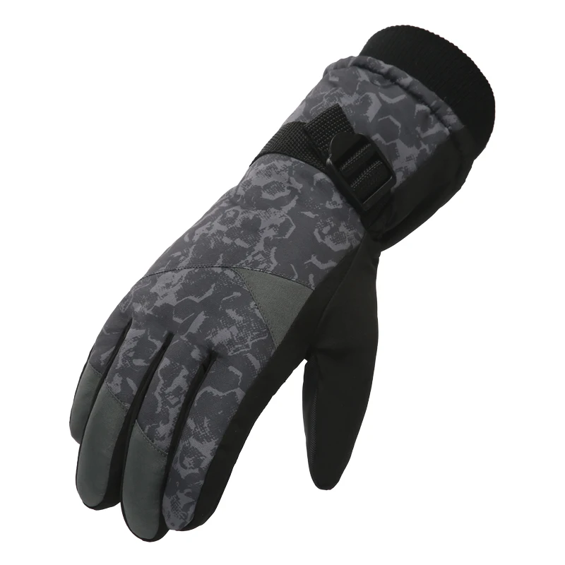 Термальные перчатки для велоспорта, лыжные перчатки для мужчин и женщин, зимние лыжные флисовые водонепроницаемые перчатки для сноуборда, перчатки для сенсорного экрана, зимние мотоциклетные теплые варежки - Цвет: Серый