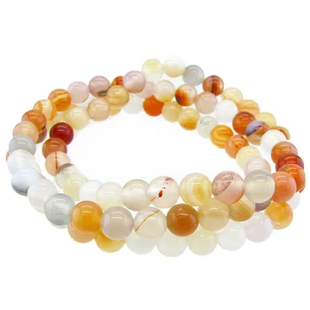 

6mm Natural Carnelian Red Agate Stone Three Rings Bracelet Trendy Charm Friendship Round Bead For Women Gift Jewelry Wholesale