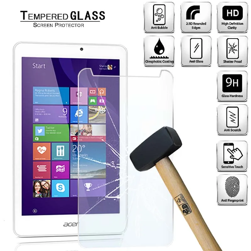 Tablet Tempered Glass Screen Protector Cover for Acer Iconia Tab 8 W1-810 8 Inch Anti-Fingerprint Tempered Film