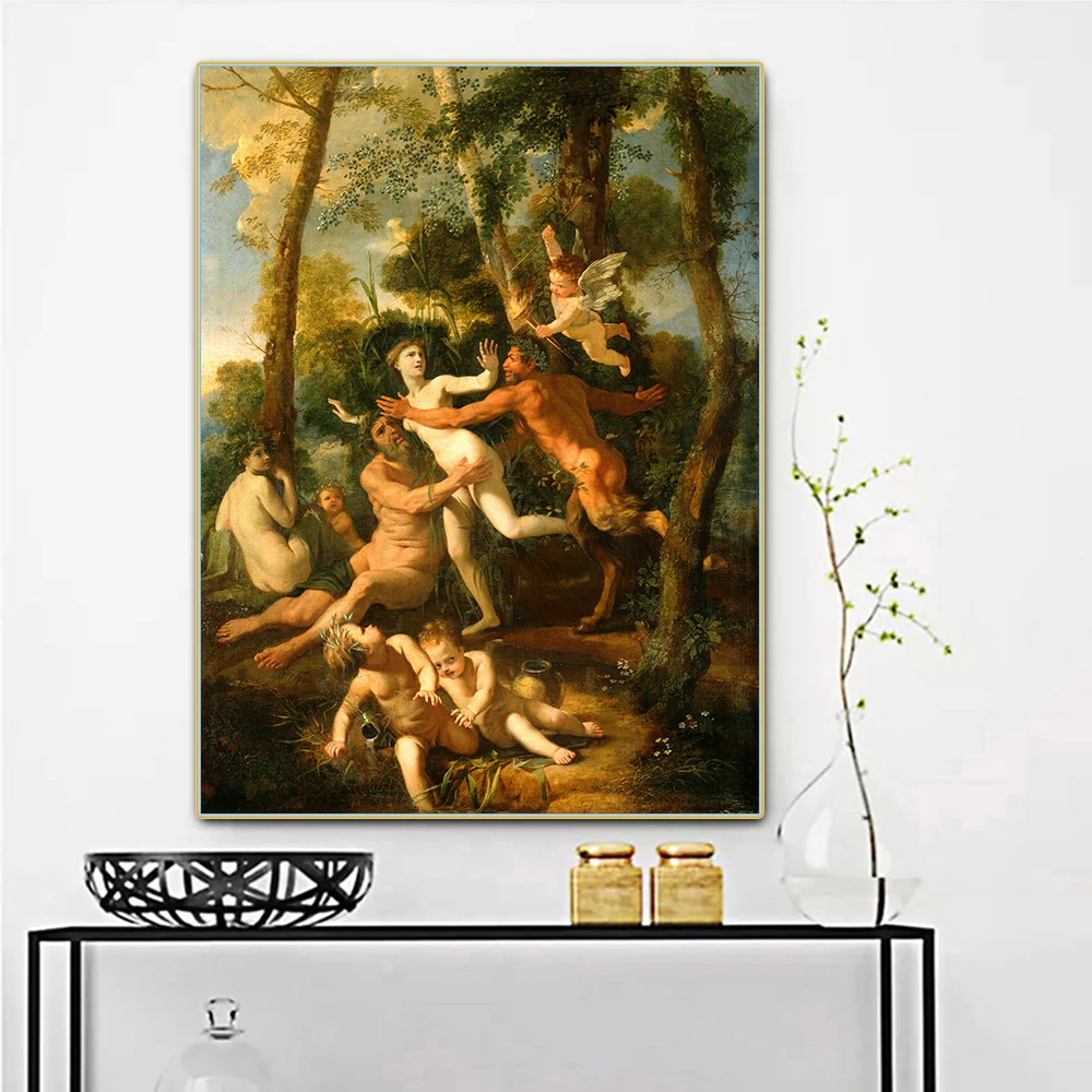 

Citon Nicolas Poussin《Pan and Syrinx》Canvas Oil painting World Famous Artwork Poster Picture Modern Wall decor Home Decoration