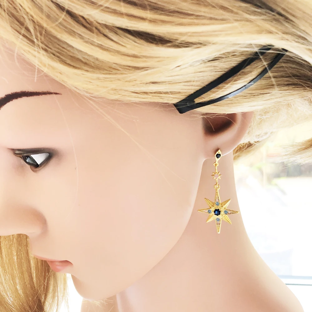 Royalty Star & Moon Drop Earrings,Thomas Magical Boho Fashion Good Jewelry For Women,2020 Summer Ts Gift In Sterling Silver 925