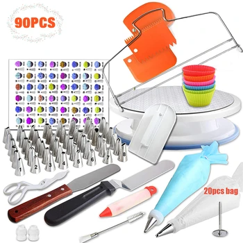 

TTLIFE 90Pcs Professional Cake Decorating Set Portable Supplies Piping Nozzles Kitchen Baking Tools for Cakes